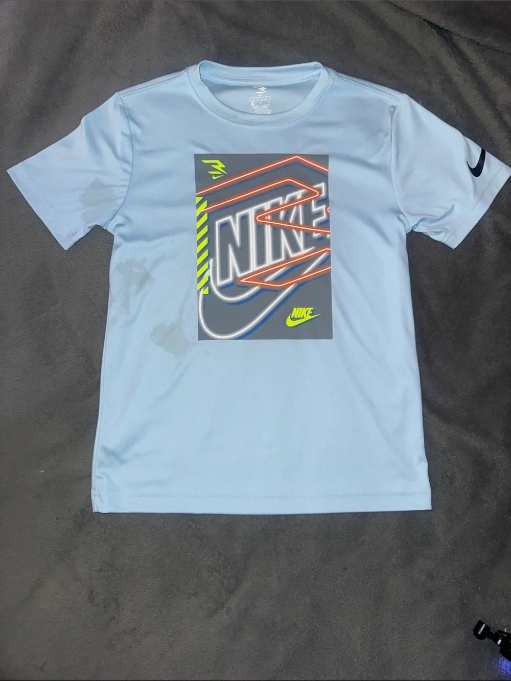 Nike Light Blue Short-Sleeve Tee with Neon Graphic